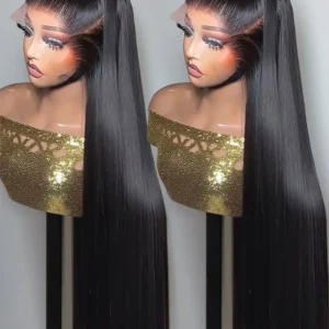 Perruque lace front 13×6 lisse cheveux humains brésiliens HD lace pré épilée sans colle bone straight 360 full front