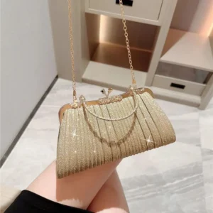 ISKYBOB-Sac à main de soirée plissé avec poignée pour femme, pochette de jour scintillante, sac à main de fête de mariage pour femme