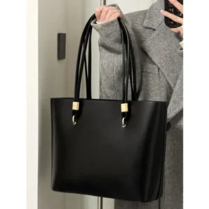 Sac fourre-tout en PU noir pour femme, sac à main haute capacité, fermeture éclair minimaliste initiée, mode classique, salle d&rsquo;irritation,