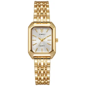 Luxe 2025 Nouvelle Montre à Quartz pour Femmes Élégant Simple Carré Or Or Horloge En acier