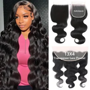 Body Wave 13×6 dentelle frontale seulement 4×4 dentelle fermeture transparente suisse dentelle pré plumée 100% cheveux humains