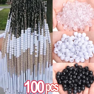 100 pièces/ensemble perles de cheveux en résine transparente 5mm perles de Dreadlock à grand trou pour tresse Jumbo Dreadlock accessoires de cheveux outils de coiffure