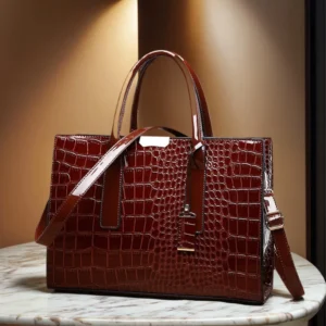 Sac à main de luxe Vintage motif Crocodile pour femmes, fourre-tout de grande capacité, sac à bandoulière d&rsquo;affaires en cuir pour femmes