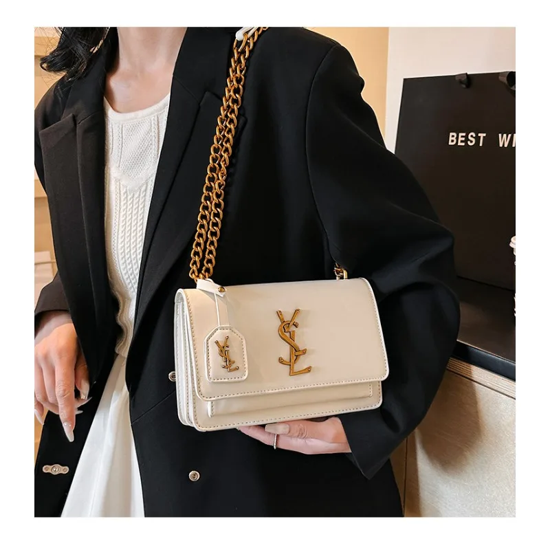 Sac à bandoulière de bonne qualité pour femmes, grande capacité, texture, simple épaule, petit sac carré avec chaîne, sac pour téléphone de transport – Image 5